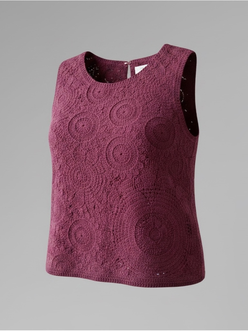 Lauren Conrad Sleeveless Crop Crochet Tank Top In Burgundy Size S